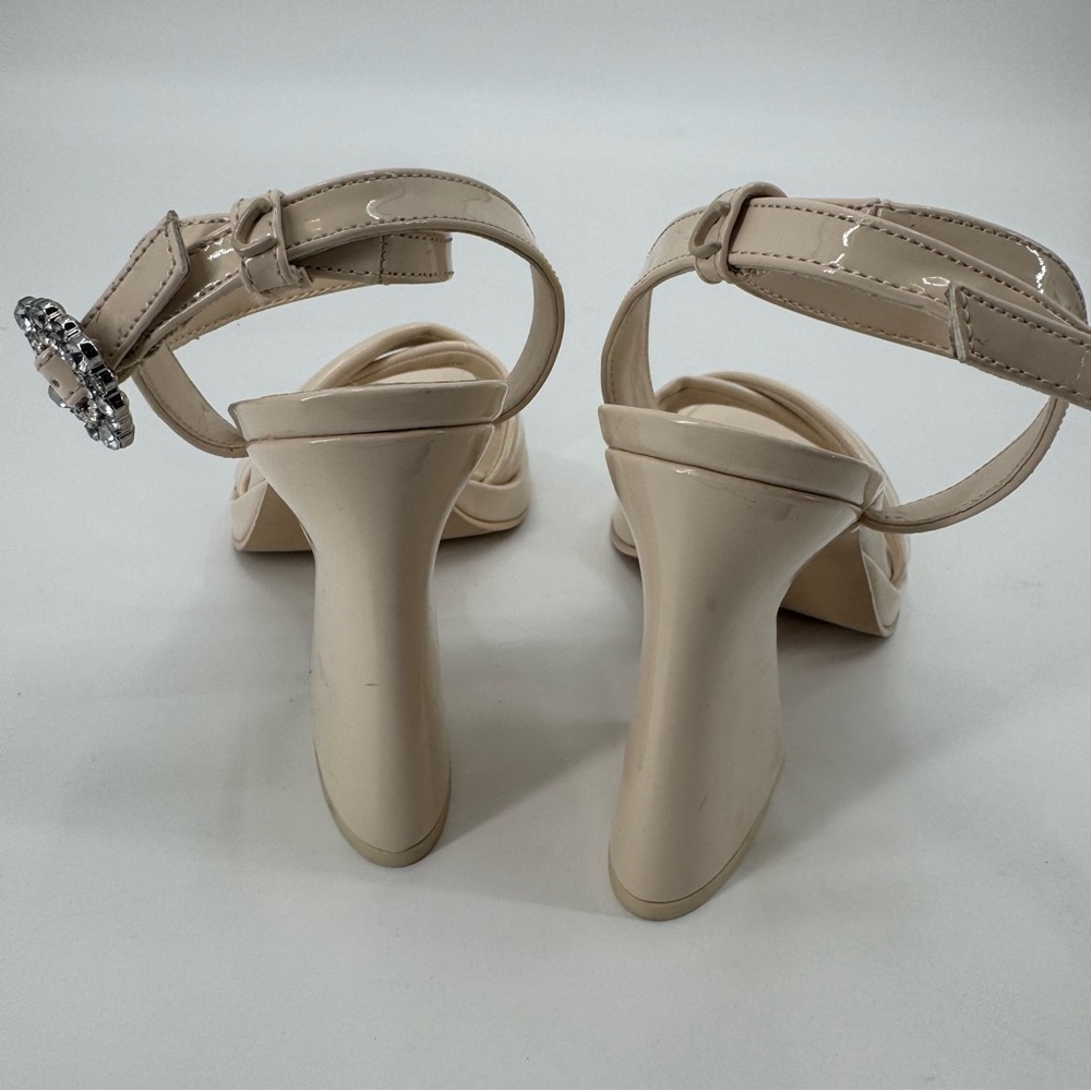 Circus by Sam Edelman Nude Patent Block Heel Sandals with Rhinestone Buckle - Picture 7 of 10